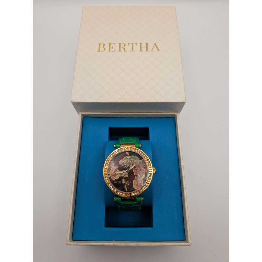 Bertha Chameleon Mother Of‎ Pearl Watch With Leather Band